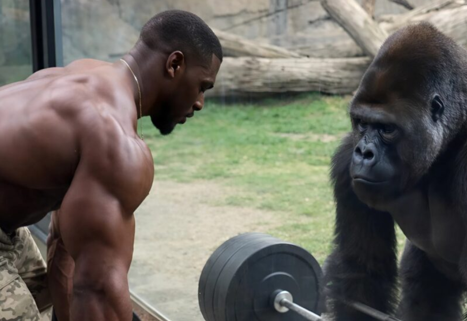 He Lifted the Barbell to Show Off—Then the Gorilla Took Over in Seconds