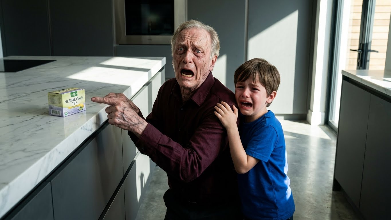 “Grandpa, don’t drink the tea mom made… she plotted.” My blood ran cold…