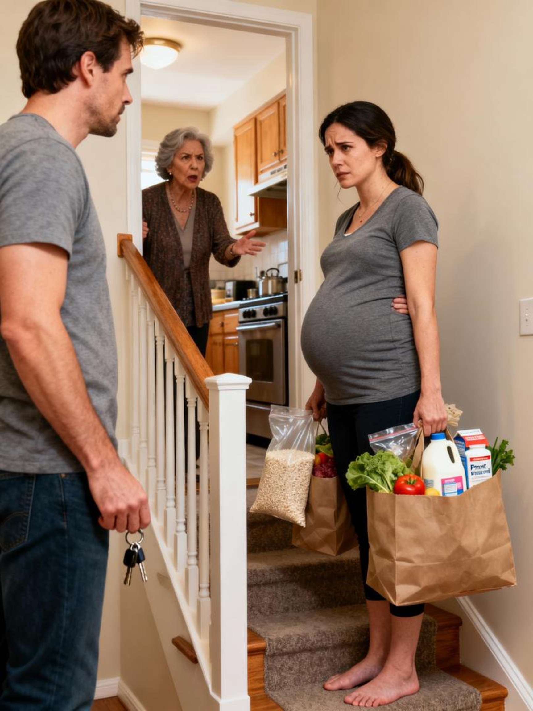 I Was 8 Months Pregnant, Carrying Groceries Alone—The Knock on Our Door the Next Morning Changed Everything