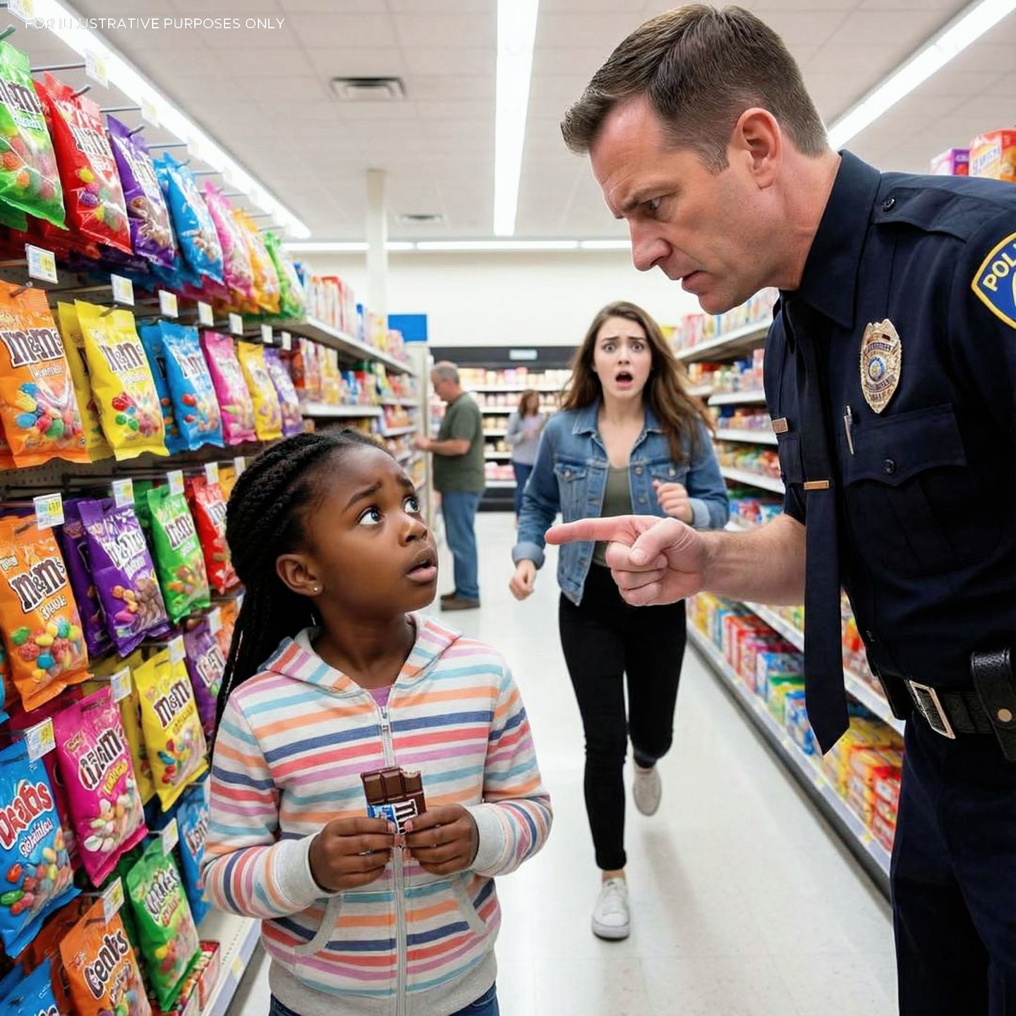 She Was Just Buying Candy… But The Officer Accused Her Of Stealing—Minutes Later, He Paled As Her Father Walked In