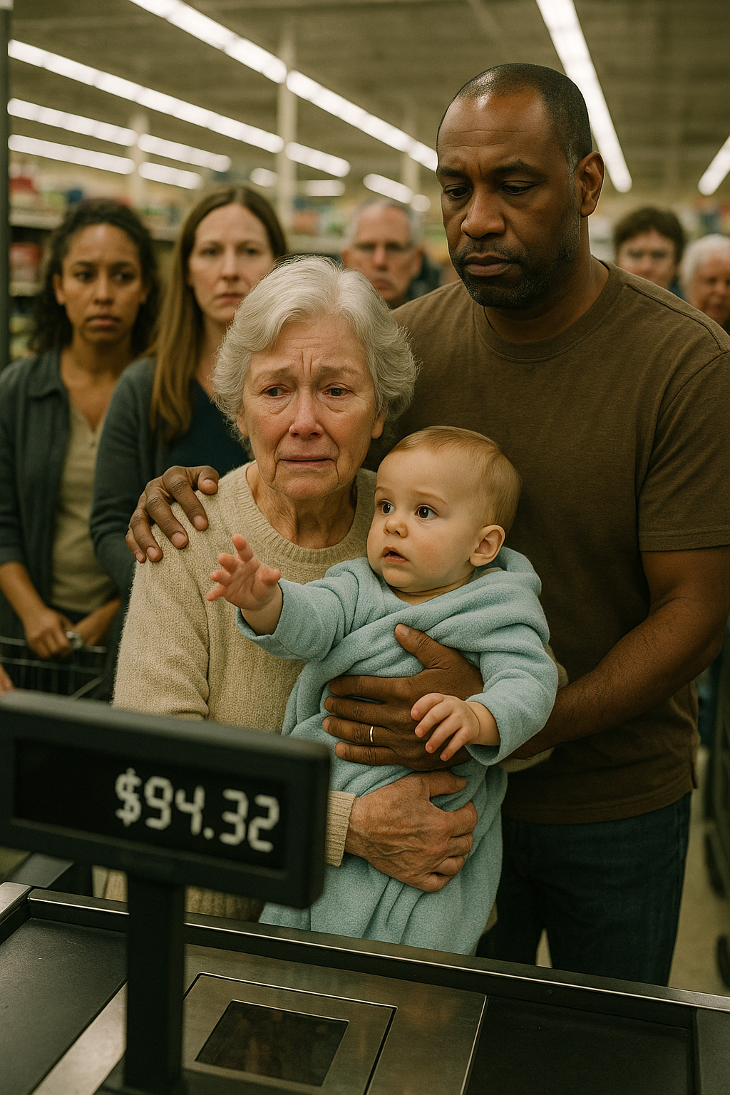 I was embarrassed at the supermarket checkout when my granddaughter started crying