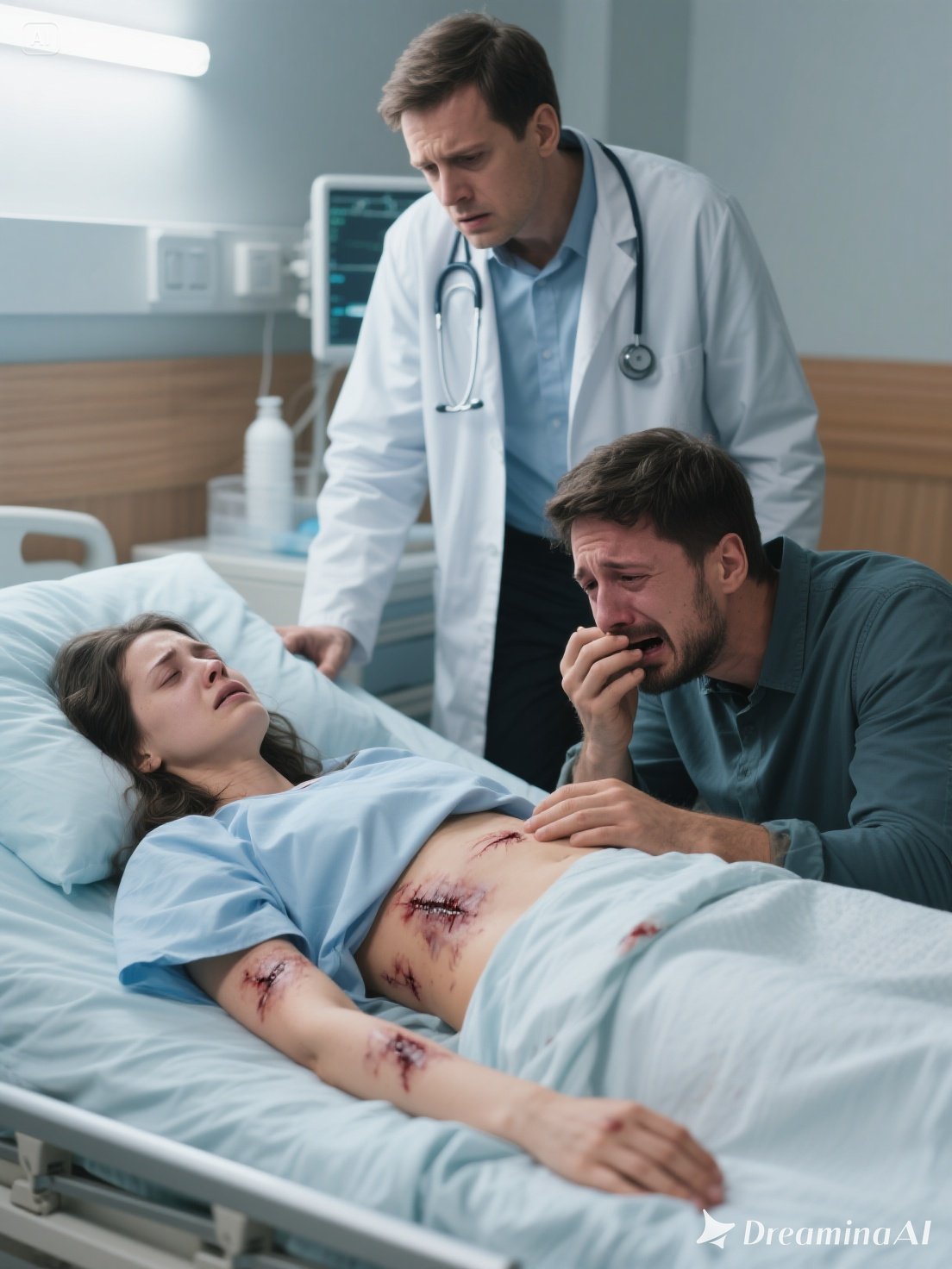 I Woke Up After the “Accident” to See the Man Who Choked Me Holding My Hand and Playing the Perfect Husband — Until the Doctor Saw My Bruises and Put an End to His Act