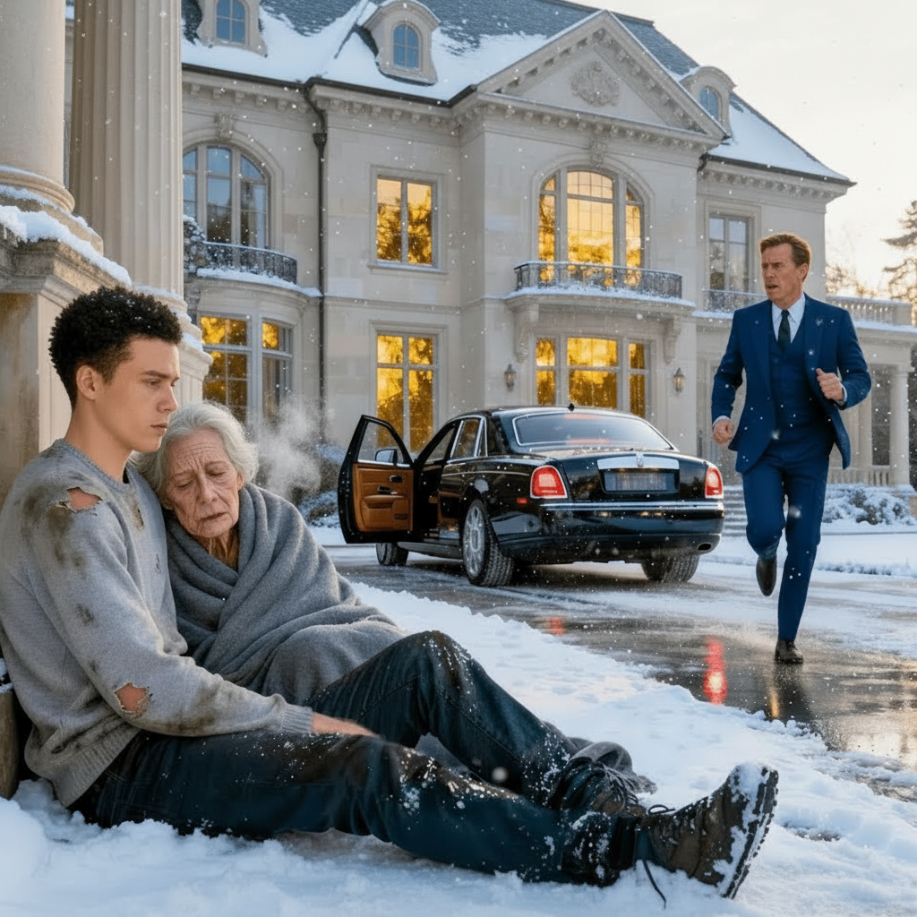 Multimillionaire Is Stunned to See His Mother Leaning on a Homeless Young Man — He Runs Towards Them…
