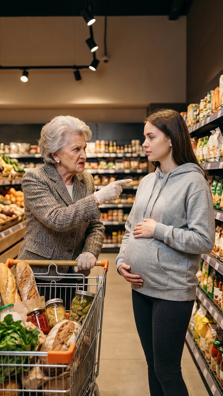 “Move it! you peasant! look at you, probably using food stamps!” she screamed, shoving her cart into the pregnant woman—completely unaware that the man watching silently from the doorway was the owner.