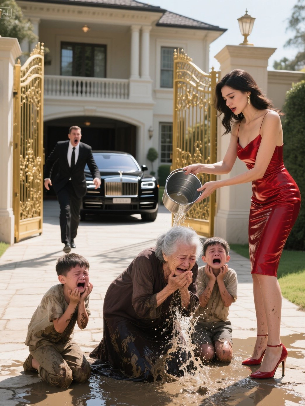 Billionaire Comes Home Without Warning, Sees His New Wife About to Drench His Mom and Twin Boys with Filthy Water — What He Did Next Shocked Everyone