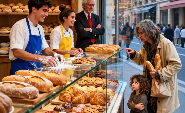 “DO YOU HAVE A STALE CAKE FOR MY DAUGHTER?” — THE HOMELESS MOTHER ASKED… THE STAFF SMIRKED, BUT THE MILLIONAIRE NOTICED EVERYTHING AND DID THE UNTHINKABLE…