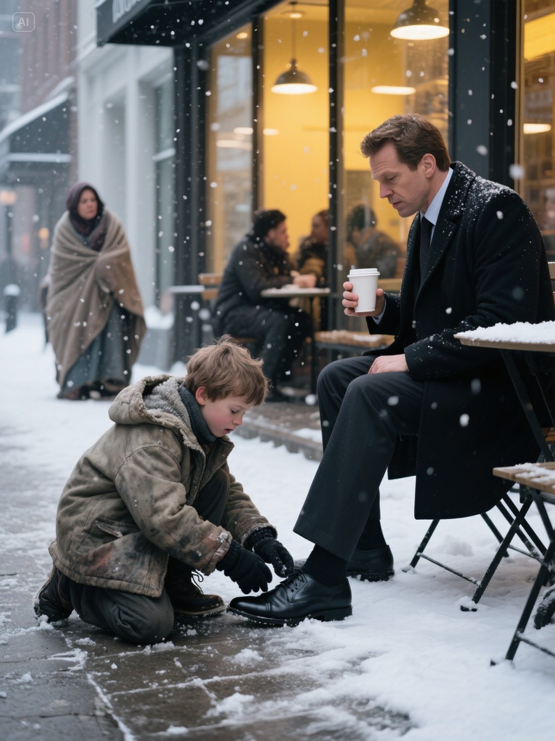 “Sir… please. Just ten dollars,” the young boy pleaded, gripping a battered shoeshine kit with trembling fingers. “I can make your shoes look new again. I need the money to buy medicine for my mom.”