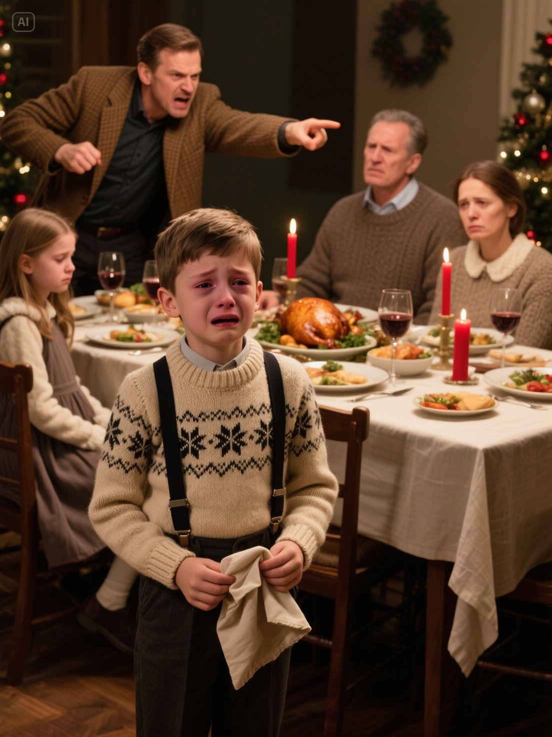 My Seven-Year-Old Spilled Water During Christmas Dinner — And My Father-in-Law’s Response Changed Everything