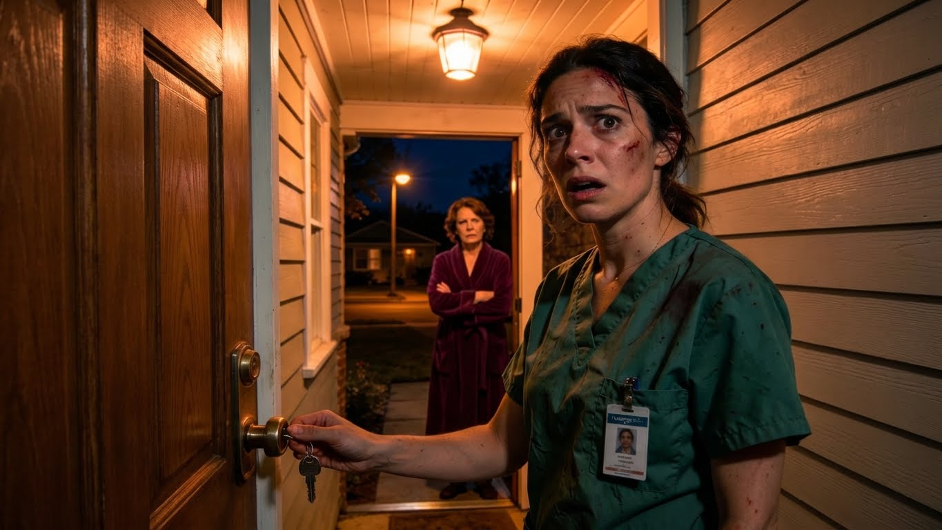 After an 18-hour shift at the hospital, I came home and my key didn’t fit. My stepmother said, “Give us 26 thousand dollars and we’ll let you in. Your sister needs a vacation.” I just nodded and said, “Understood.” Then I walked away. The next morning, she found a letter at the door—and started screaming so loudly that the neighbors came outside.