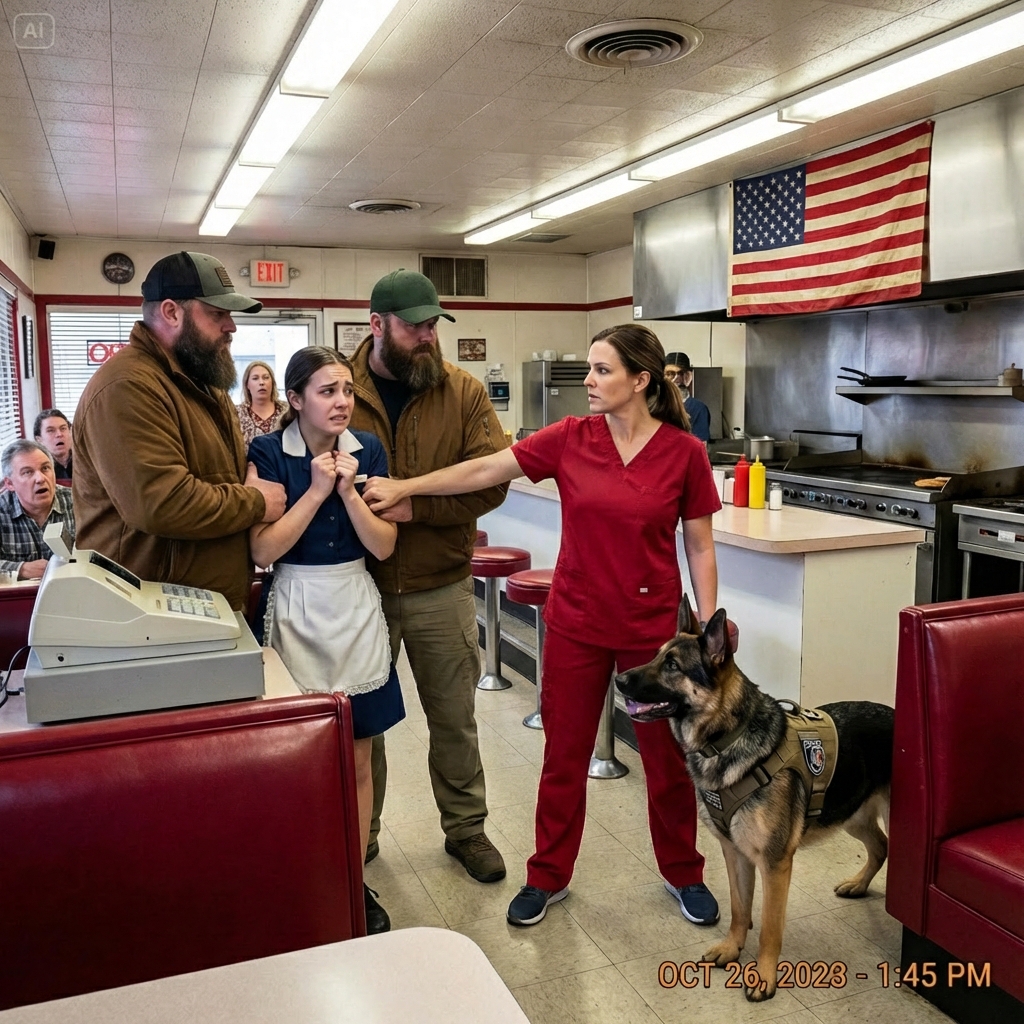 The Unbelievable Regret of Two Bullies Who Thought a Tired Nurse Was Easy Prey, Only to Discover She Was a Combat Marine with a German Shepherd Trained to End Threats in Seconds— This Is the Breakfast That Changed Everything