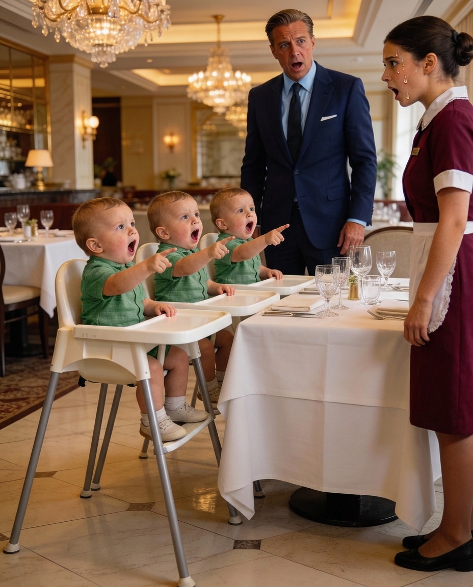 Billionaire’s Triplets Said Their First Words — They Pointed At The Waitress and Called Her Mum