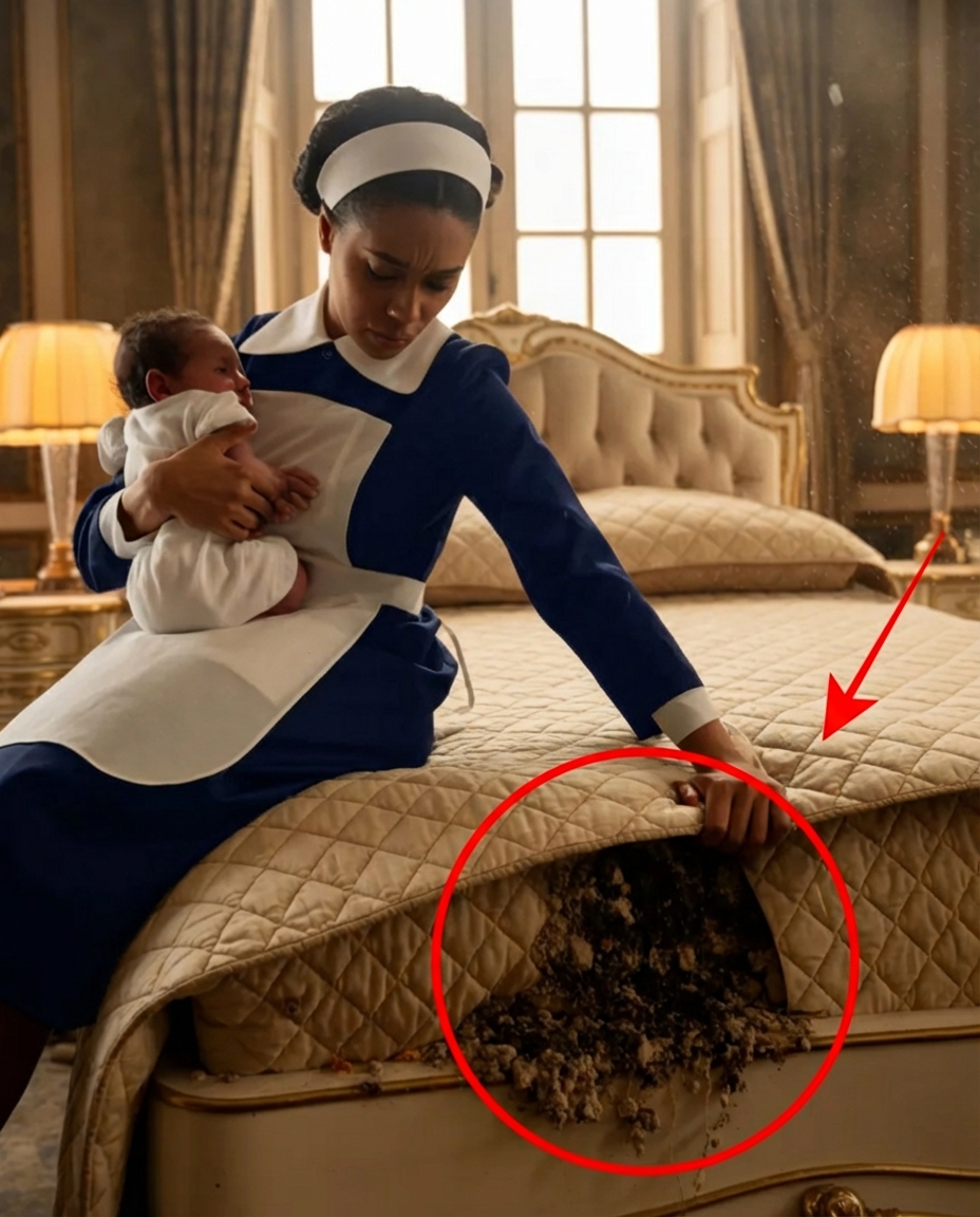 Everyone thought the baby was just “difficult” because he cried at night—until the Black maid quietly lifted the corner of the mattress and froze. A hidden horror masked by expensive perfume, bite marks on the baby’s back, and the moment she finally dared to say “No more” turned the entire mansion upside down.