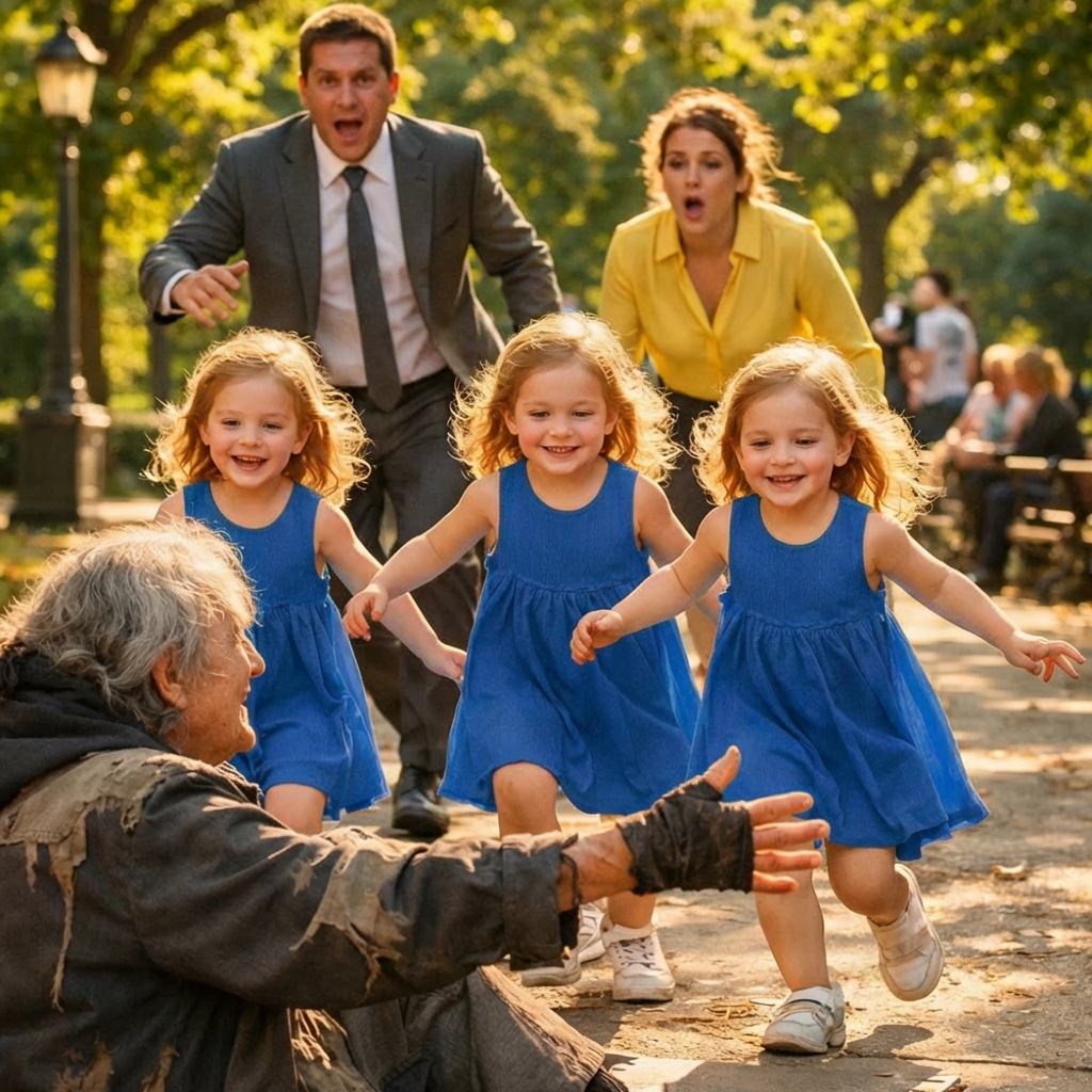 The millionaire’s triplet daughters were blind—until the old beggar woman changed everything.