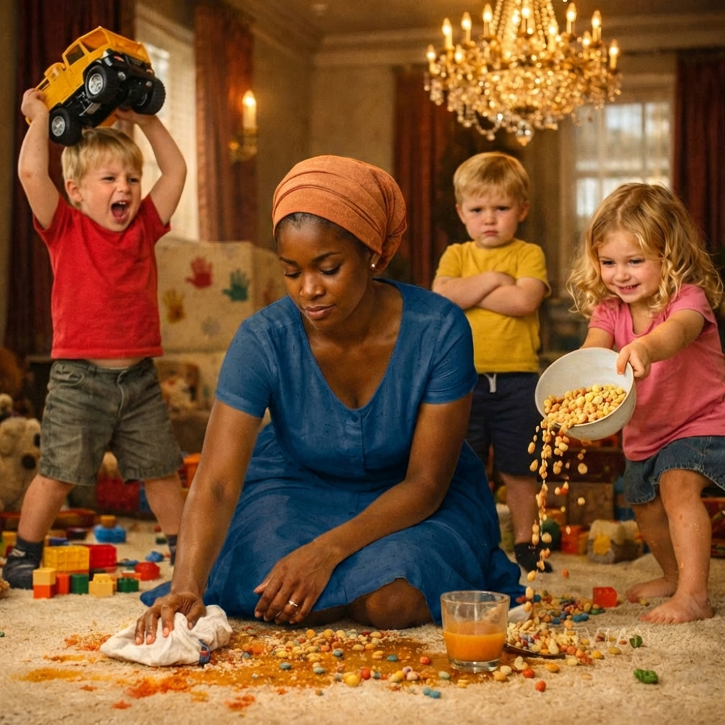 They said no nanny could survive a day with the billionaire’s triplets; not a single one. The mansion of Ethan Carter, oil magnate and one of the richest men in Lagos, was as beautiful as a palace. But behind the imposing gates and polished marble floors lived three terrors: Daniel, David, and Diana, six-year-old triplets with more energy than a hurricane and less patience than a summer storm.
