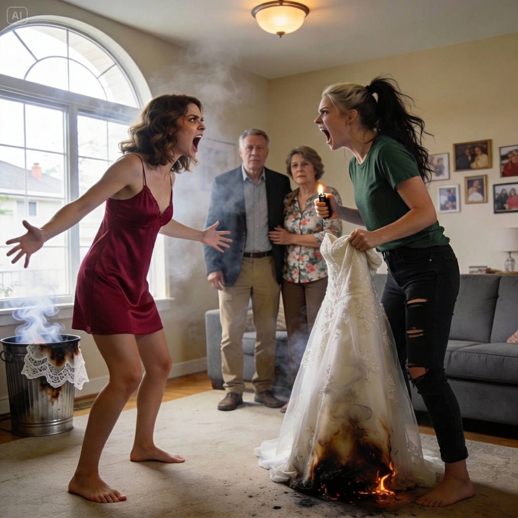 “On My Wedding Day, My Sister Burned My Wedding Gown So That I Couldn’t Get Married, Saying ‘You Can’t Get Married, I Won’t Let You.’ My Parents Supported Her, Saying That ‘She Was Right.’ Everyone Went To Dinner Happily, Thinking That I Wouldn’t Get Married Anymore. But When They Came Back, They Were Shocked To See The Man Standing Next To Me. I Said ‘Meet Him, He’s My Husband.’”