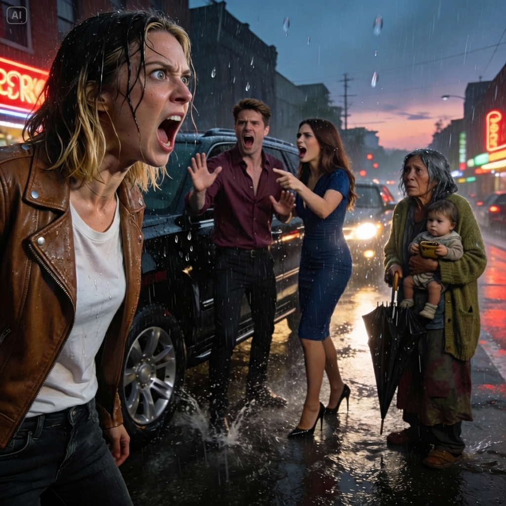 I Gave My Umbrella To A Soaked Gypsy Woman With Her Child In The Pouring Rain; She Grabbed My Hand And Said, “Don’t Get Into Your Husband’s Car, Run!”, I Hid Behind A Kiosk. My Husband Got Out Of Our Car, And Behind Him Came My Best Friend, And What I Heard…