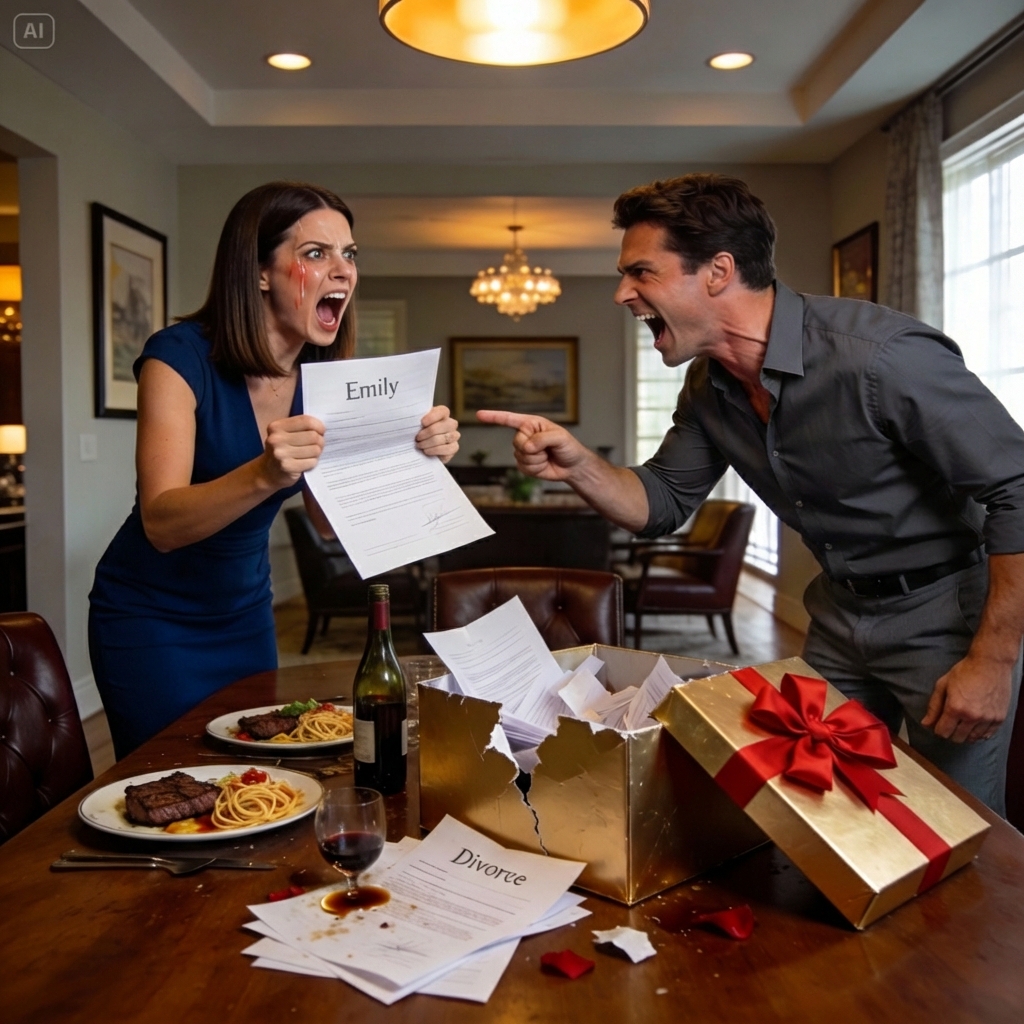 On My Anniversary, My Husband Gave Me Divorce Papers Hidden In A Gift. When I Opened Them, I Was Shocked. He Smiled And Showed Me The House Papers, With My Signature On Them, And He Said, “You Gave Me Your House Before The Divorce; I Don’t Need You.” But He Forgot That My House Was Actually…
