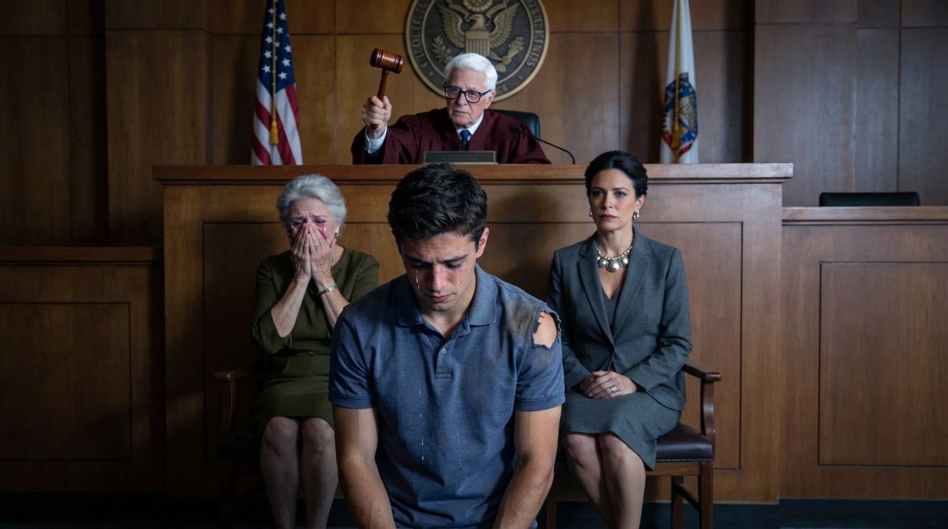 2 MINUTES BEFORE A STUDENT WAS SENTENCED TO PRISON FOR “THEFT,” A JANITOR RUSHED INTO THE COURTROOM AND EXPOSED THE TRUTH IN FRONT OF 200 PEOPLE—USING A TRASH BAG