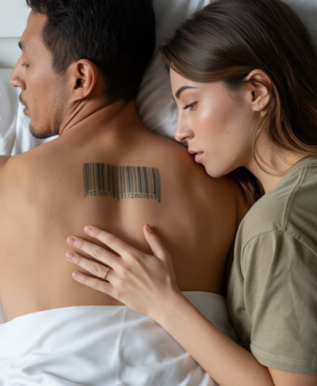 While my husband was asleep, I noticed a strange tattoo on his back in the shape of a barcode: I scanned the code and nearly fainted