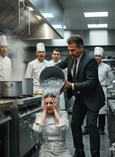 The manager poured the ice bucket on a waitress’s head as punishment.