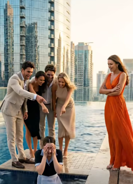 The spoiled daughter of a billionaire pushed her maid into the pool and laughed at her with her friends, but she couldn’t even imagine what would happen to her the next second.