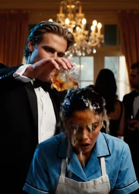 A man spilled a drink on a cleaning lady without recognizing her, and just ten minutes later something happened that sho0cked everyone present.