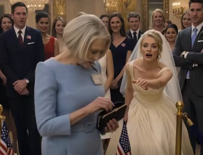 At my granddaughter’s wedding, I noticed my name tag said “The old lady who’s paying for everything,” and everyone burst out laughing as if it were the most natural thing in the world. As I raised my glass for a toast and quietly reread the secret clause in my late husband’s will, I knew the bride wouldn’t be smiling for much longer.