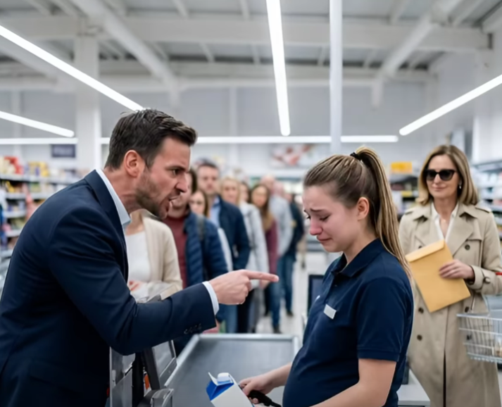 “YOU’RE A MISTAKE!” CEO Screams At 25-Year-Old Pregnant Cashier For Being “Slow” — He Had No Idea The “Old Lady” At The Back Of The Line Was About To Fire Him! 😱🔥
