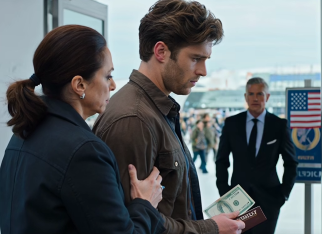 At Dubai International Airport, my wife Rebecca glided into the business-class lounge and canceled my ticket behind my back, leaving me 7,000 miles from New York with only a passport and forty crumpled dollars, while the gate agent murmured, “This reservation was revoked,” and I swallowed the humiliation, clenched my carry-on handle like a lifeline, and decided I’d stop begging and start recording every detail—right as a diamond-eared woman in a Chanel suit leaned in and whispered, “Pretend you’re my husband.”