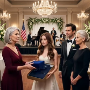 At my daughter’s wedding, her mother-in-law handed her a gift box, and inside was a housework outfit. My son-in-law smiled and said, “Perfect, she’ll need it at home.” My daughter burst into tears. I quietly stood up and said, “Now open your gift from me.” When they saw what was inside the box, they were stunned.