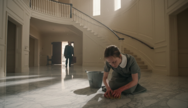 A father bought his daughter a $4M mansion… But when he returned after 15 years, she was scrubbing floors in a servant’s uniform while his sister threw parties upstairs.