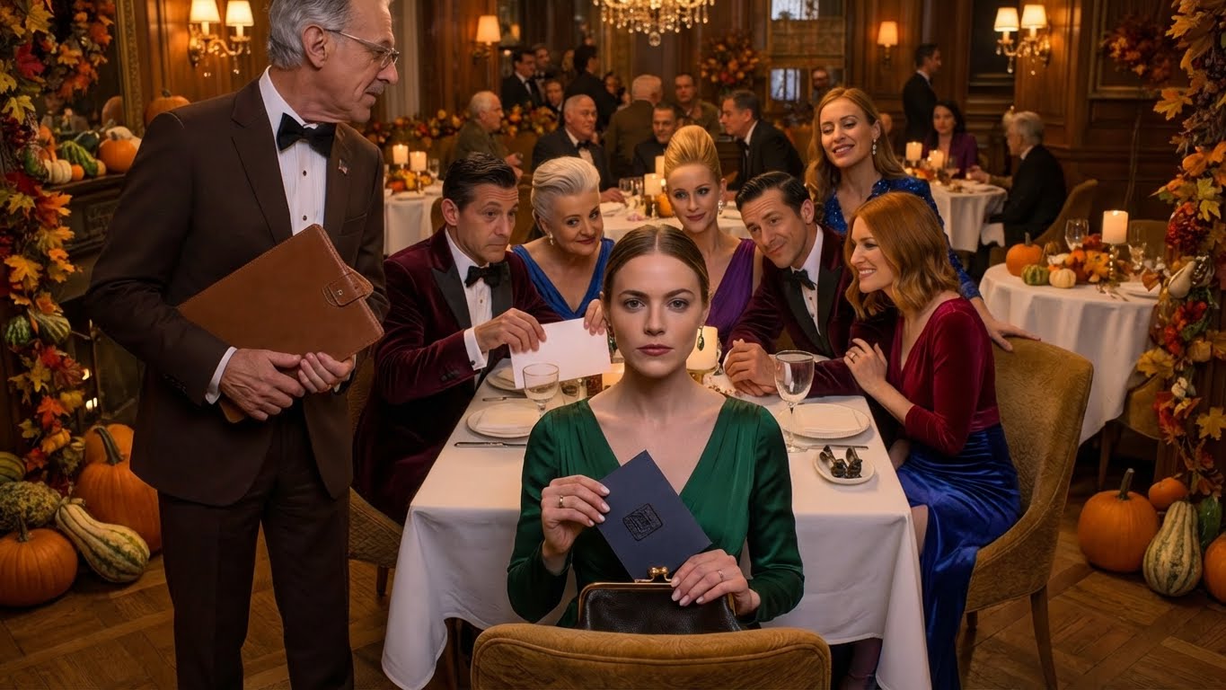 At Christmas dinner my husband slid an envelope across the silk table and said, “You’re out by midnight,” his mother laughed, “Our little charity project is finally over,” and the whole restaurant watched me reach into my purse—until the head waiter went pale, bent close, and whispered, “Miss Vain… do you want me to alert the owner?”