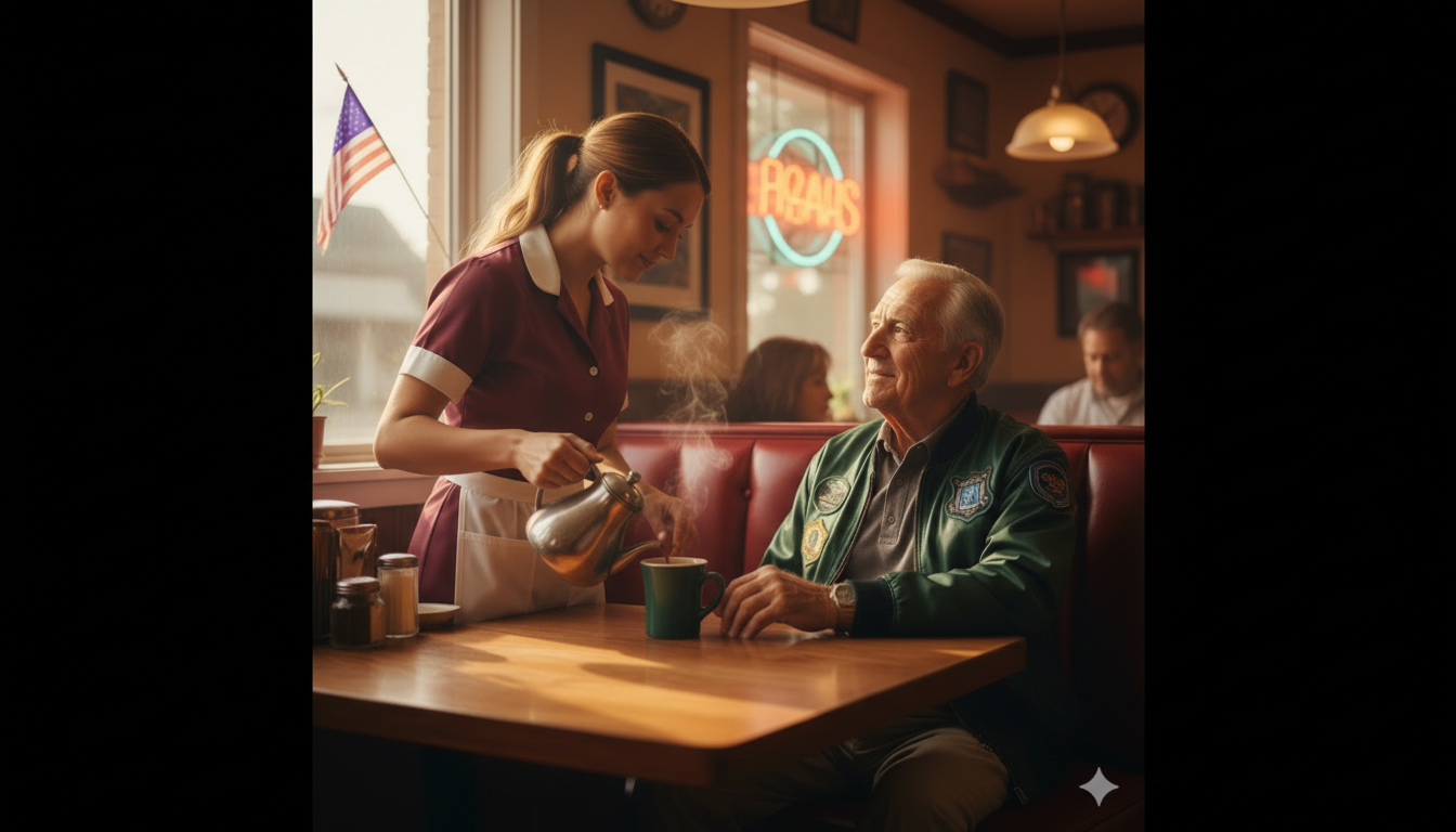 A young waitress noticed an elderly customer’s small daily habits and quietly changed his lonely routine with simple kindness and care. What happened after their unexpected friendship touched a distant family member, healed old regrets, and inspired a warm community where people finally felt seen, valued, and remembered, proving that attention, compassion, and small human connections can create powerful change in ordinary lives.