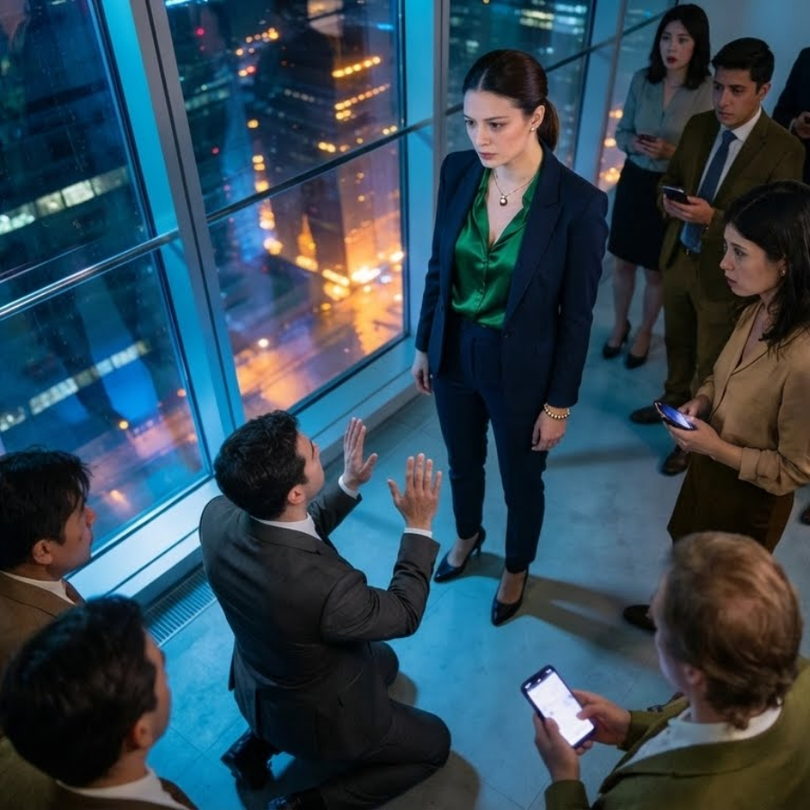 My husband laughed as he struck me in front of his coworkers after a harmless joke. The room went silent. He leaned in and sneered, “Know your place.” I wiped my lip, smiled calmly, and said, “You chose the wrong woman.” He didn’t realize every phone was recording the end of his career.