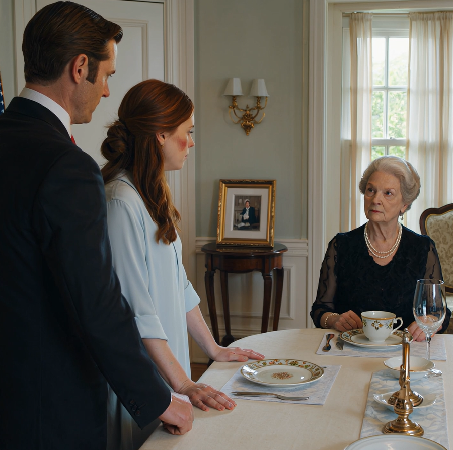 My husband slapped me in front of his mother—then she set her teacup down, stared him into silence, and asked a question that made the whole room change temperature.