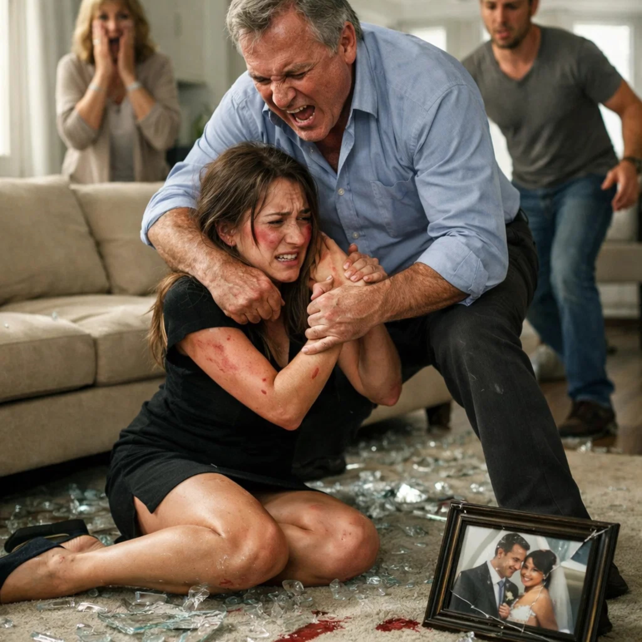 My daughter called me crying, “Dad, please come get me.” When I arrived at her in-laws’ house, her mother-in-law blocked the door and said, “She’s not leaving.” I pushed past her—and the moment I saw my daughter on the floor, I realized this wasn’t “family drama.” It was something they’d been hiding on purpose. They thought I would leave quietly. They had no idea the fury of a father was about to burn their entire world to the ground.