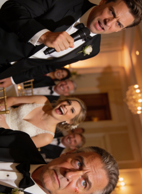 At my stepdaughter’s wedding, they turned my name into a punchline during the toast. “He’s just the useless stepdad who never did anything.” The room erupted—friends, family, even my wife laughed like it was harmless. I sat there smiling with my jaw clenched, holding my glass so steady you’d think I felt nothing. Then the groom stood up, reached for the microphone, and the laughter died before he even spoke.