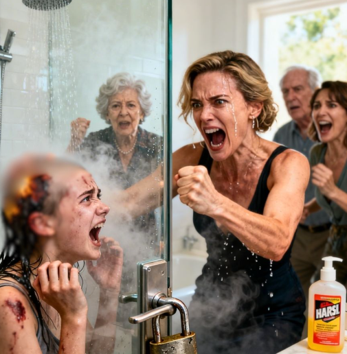 My sister poured bleach into my daughter’s shampoo bottle. When she screamed in the shower from the burning, mom laughed: “If she’s bald now, maybe she’ll stop being so vain!” .. When I rushed to help her, they locked the bathroom door from outside and held it shut. I could hear my daughter crying and screaming inside while the bleach burned her scalp. Mom threw the key out the window, let her suffer a bit longer…