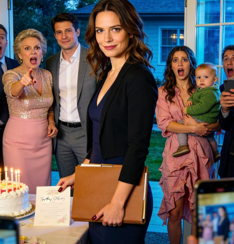 A férjem születésnapi pohárköszöntője alatt az anyósom felkiáltott: „Ideje elmondani az igazat – a fiam egy igazi feleséget érdemel, nem ezt a szélhámost!” Aztán egy nő lépett be a kertből, egy kisgyereket tartva a karjában… és a férjem tényleg elmosolyodott.