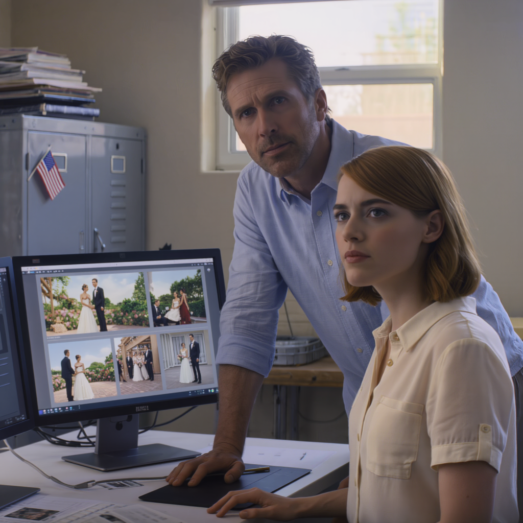 A month after my daughter’s wedding, the photographer called me and said, “Sir, there’s something in the wedding photo set that’s been making me feel deeply uneasy. Could you stop by today? Something… isn’t right. And please, for now, don’t say anything to your daughter.” What he showed me… changed everything.