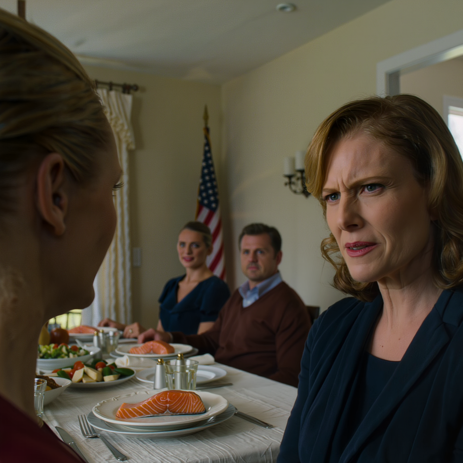 – Fele sem vagy olyan nő, mint a húgod – mondta anyám vacsora közben. Hátratoltam a székemet, és azt mondtam: – Akkor ő is elkezdheti fizetni a lakbéredet. Apa elsápadt: – Lakbér? Milyen lakbér?  Az egész asztal elcsendesedett, ahogy a családok szoktak, amikor éveket töltöttek azzal, hogy mindent egy szép terítő, félig teli borospoharak és ártalmatlannak tűnő udvarias csevegés alá rejtsenek. Anyám folyton belevágott a lazacba, mintha nem mondott volna valami csípőset, ami megváltoztatja a szoba hőmérsékletét, a nővérem pedig azzal a megszokott nyugalommal ült ott, mint akit minden vacsorán a legfényesebb helyre helyeztek, apám pedig még mindig nem értette, miért toltam hátra annyira a székemet. Kívülről úgy nézett volna ki, mint egy teljesen átlagos vacsora Sacramento melletti csendes külvárosban, olyan helyen, ahol a szomszédok felismerik egymás autóit, a gyepet ütemterv szerint nyírják, és mindenkinek van egy kifinomult története a hétvégi grillezésekhez. A családom is jó volt ebben régen. Egy visszafogott apa, egy anya, aki mindig tudta, hogyan kell kimondani a „helyes” dolgot, az egyik lányát az emberek szerették dicsérni, a másikat pedig, aki korán megtanulta, hogyan maradjon elég csendben ahhoz, hogy ne zavarjon senkit.  Én voltam ez a másik lány. A nővérem rendezett, ápolt árnyékában nőttem fel. Mindig ő volt az, akinek először töltötték a bort, akiről először kérdeztek az emberek, akit anyám először nevezett meg, amikor a „család büszkeségéről” beszélt. Általában a következő mondatban bukkantam fel, mint egy plusz részlet, hogy teljes legyen a kép. Olyan sokáig tartott, hogy mindenki úgy kezdte kezelni, mint a házunk természetes rendjét. Talán én is így tettem egy ideig. Addig az estig. Amit anyám mondott, nem hangzott újdonságnak. Az újdonság az volt, hogy most az egyszer nem nyeltem le. Talán túl elegem volt abból, hogy mozdulatlanul üljek, miközben valaki más kapja azt a ragyogást, amelyet az évek óta csendben kitöltöttem az üres terekből. Talán túl hozzászoktam ahhoz, hogy a nővérem egyetlen mosollyal meglágyít egy egész asztalt, miközben én egész éjjel csendben maradhattam, és mégis valahogy úgy tűnt, mintha nem lennék elég. Vagy talán néhány titk, miután túl sokáig rossz néven nevezték őket, végül erőszakkal napvilágra kerül.