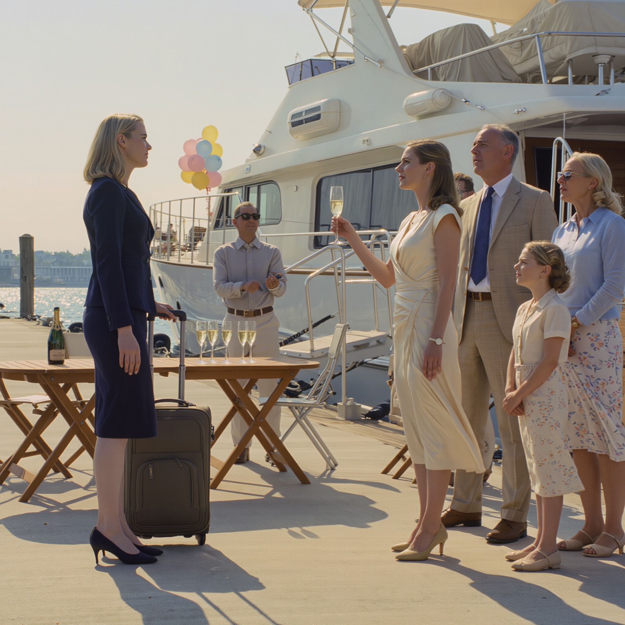 A SÓGORŐRÖM LEVETTE A NEVEM A CSALÁDI JACHT KIRUCCANÁSRÓL, HELYETT HELYETTE A JÓGAOKTATÓJÁVAL, ÉS AZON REGGEL A BESZÁLLÓKAPUNÁL ÁLLT, ÉS NÉZTE, AMÍG A LEGÉNYSÉG EL NÉZETT MELLETT, CSENDBEN NEM VOLT, ÉS EGY SZÓT NEM VÁRT TŐLEM, MIELŐTT A JACHT ELHAGYTA A DOKKOT. Azon a reggelen, amikor megpróbáltak a dokkon állva hagyni, az egész kikötő elcsendesedett. Valora krémszínű kötött ruhában és túlméretezett napszemüvegben állt a beszállókapunál, kezében pezsgőspohárral, és úgy mosolygott, mintha ő szervezné az utat, ahelyett, hogy felügyelné. Abban a pillanatban, hogy meglátta, hogy a bőröndömet a jacht felé gurítom, ez a mosoly megkeményedett. Senki sem köszönt. A férjem, Lyall, félreállt a telefonjával a kezében, és semmit sem tett. Két rokon közelebb húzódott Valorához, vállukkal, mint egy korlát, behajlítva. Az üzenet nyilvánvaló volt: kihúztak, és távol kellett volna maradnod. Három nappal korábban, hideg kávé mellett megnyitottam az Instagramot, és láttam, hogy az unokahúgom a kikötőből posztol. Családi kiruccanási hagyomány töltődik. Ugyanaz a Preston-i családi rituálé. Én nem kaptam meghívót.  Aztán Valora véletlenül elküldte nekem a képernyőképet, ami bizonyította.  Bal oldali vendégszobák. Egy szép névsor. Az enyém feketével áthúzva. Belle neve szerepelt mellette helyette. Belle, a jógaoktatója. Egy perccel később Valora elküldte az udvarias verziót. „Szia, Marjorie. Most vettem észre, hogy lehet, hogy lemaradtunk a helyfoglalásról neked. Teljesen az én figyelmetlenségemből. Az út idén gyorsabban megtelt a vártnál. Nagyon sajnálom.” Délelőtt közepére a chartercég küldött nekem valami tisztábbat: egy lemondási visszaigazolást, amit Valora Preston három nappal korábban kért. Kinyomtattam az e-mailt. Aztán kinyomtattam a képernyőképet. Aztán mindkettőt egy mappában hagytam a konyhaasztalomon. Aznap este Lyall hazajött, meglazította a nyakkendőjét, fogott egy sört, és azt mondta, hogy talán csak egy félreértés történt. Átadtam neki az e-mailt. „Ez nem félreértés” – mondtam. „Ez egy nyugta.” Nem védte meg. Csak elhallgatott. És ez a csend többet mondott, mint az e-mail. Mert nem csak egyetlen utazásról szólt. Évekig néztem, ahogy ez a nő lassított felvételben kitöröl. Menyasszonybúcsú e-mailek, amiket soha nem kaptam meg. Nyaralási tervek, amiket mindenkinek küldtek, csak nekem nem. Villásreggelik, amikről az Instagram-sztorikból tudtam meg. Elég aprók ahhoz, hogy tagadjam. Elég élesek ahhoz, hogy emlékezzek rá. Később aznap este egy másik képernyőkép landolt véletlenül a telefonomon. „Ne aggódj” – állt rajta. „Nem jön. Én intéztem.” Ez volt az a pillanat, amikor abbahagytam a kérdezősködést, hogy kizárnak-e, és elkezdtem kérdezgetni, miért hagytam, hogy valaha is hálát adjanak egy fél helyért. Mert a legcsúnyább része nem az utazás volt. A jacht volt. A jachtot egy saját kezűleg alapított cég pénzéből vettem. Aláírtam a csekket. Én választottam a felületkezelést. Lyall neve csak azért szerepelt a papírokon, mert a könyvelőnk azt mondta, hogy így tisztábbak lesznek az adók. Hónapokon belül a Preston család legendájává vált.  Nem az én jachtomról. Nem a mi jachtunkról. Lyall jachtjáról. A családi örökségről. És Valora imádta ezt a verziót.  Az utolsó lökés az indulás előtti este érkezett, amikor élőben közvetítették a családi vacsorát a hajóról. Gyertyafény. Aranykeretes tányérok. Valora úgy emelte a poharát, mintha egy adományozói listára koccintana.  Aztán a kamerába nézett, és azt mondta, hogy csak azok tartoznak arra a hajóra, akik megértik a család örökségét.  Lyall ott ült és itta a borát. Kétszer is megnéztem az ismétlést.  Másnap reggel bepakoltam Newportba. Nem szandálok. Dokumentumok. Tulajdonjogi papírok. Banki átutalások. Szerződések. Minden oldal belezsúfolva és egymásra rakva abban a mappában. Felvettem egy sötét ruhát, egy barna kabátot és a jegygyűrűmet. Ha jelenetet akartak, nem egy kétségbeesett nőt fogok adni nekik. Egy olyan nőt fogok adni nekik, aki már tudja, hová tartozik. Így történt, hogy egyenesen a beszállókapu felé sétáltam, miközben Valora ott állt, és úgy tett, mintha a jelenlétem kellemetlenséget okozna, nem pedig fenyegetést.  „Marjorie” – mondta vékonyan és hűvösen –, „ez tényleg nem a megfelelő alkalom.” Továbbmentem. Senki sem lépett félre, amíg a személyzet meg nem tette. Egy magas nő sötétkék zakóban biccentett felém, és megnyitotta az utat. A sarkam egyszer, kétszer is a tikfához ért, és mögöttem minden arc megváltozott.  Aztán a személyzet első tagja elég hangosan mondta, hogy a dokk is hallja. „Üdvözöljük a fedélzeten, Miss Marjorie. A tulajdonos most már a fedélzeten van.” Mintha valaki pengével vágta volna el a hangot. A személyzet tagja közelebb lépett, és lehalkította a hangját, csak nekem. „Már vártunk az engedélyére az indulás előtt.” Ránéztem, és csak egy szót mondtam. „Hajrá.” Ekkor láttam először félelmet átfutni Valora arcán. De még nem volt kész. Miután elindultunk, újra élőben sugárzott a felső fedélzetről, és a hagyományokról, a hűségről és a családról beszélt. Aztán egy legénységi tag elment mögötte, és közömbösen megszólalt: „Jó, hogy újra a fedélzeten van, Ms. Marjorie, a tulajdonos.”  A megjegyzések özönleni kezdtek, mielőtt még elhallgathatta volna.  Tíz perccel később a kikötői folyosó közelében talált rám. „Ezt tervezte?” – sziszegte.  Letettem a vizespoharamat. „Mit tervezett? Egy férfit, aki a munkáját végzi?” Az állkapcsa megfeszült. „Te nem…”„Nem tartozom ide.”  Lassan felálltam. „Ez a helyzet, Valora. Nem kell tartoznom sehova. Én fizettem a helyemért.” Pislogott, mintha pofon vágtam volna. És aztán jött a vacsora. A szalon úgy nézett ki, mintha egy hajszállal az élete csúcsán lenne. Gyertyafény. Arany evőeszközök. Érintetlen desszert előttem. Valora az asztal végén krémszínű selyemben, a hangja visszanyerte az uralmat. Aztán felállt a poharával, és újrakezdte. „Nem csak a luxusról van szó” – mondta. „A hagyományról van szó. Azokról az emberekről, akik megvédik, amit együtt építettünk. Azokról az emberekről, akik megértik a család értékét.” Senki sem szakított félbe. Hagyták, hogy mondatról mondatra építse a hazugságot.  Így hát hagytam, hogy befejezze.  Aztán felálltam.  Nem gyorsan. Nem dühösen. Csak megfontoltan.  Lyall ujjai megálltak a borospoharán. Valora megdermedt, arcán félig még mindig mosolygott. Felvettem a bőrmappát, amit a konyhaasztaltól a kikötőbe, abba a gyertyafényes szobába vittem.  „Szeretnék valamivel hozzájárulni ehhez a beszélgetéshez az örökségről” – mondtam. A szoba teljesen elcsendesedett. Kinyitottam a mappát. Valora arca színtelenedett ki először.  Aztán kihúztam az első lapot, az asztal közepére fektettem, és néztem, ahogy minden szempár egyszerre a papírra szegeződik.