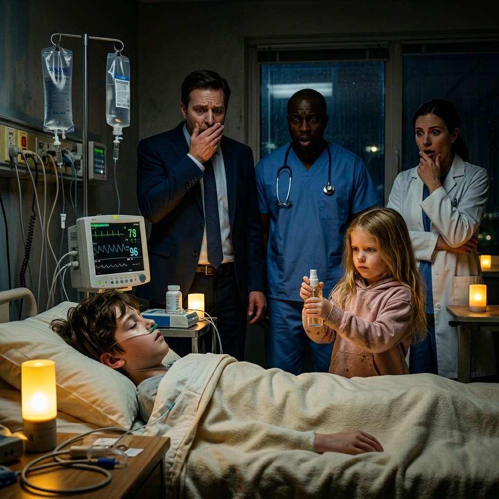 Az orvosok a milliárdos fiának csak néhány napnyi reményt adtak, de amikor egy hajléktalan kislány belépett a szobába, és valamit a gyermek szájába öntött, valami történt, ami mindenkit megbénított.  Az orvosok csak néhány napnyi reményt adtak a milliárdos fiának.  Nem azért, mert a betegség a szokásos értelemben gyógyíthatatlan volt, hanem azért, mert a szervezete már nem reagált semmilyen gyógyszerre.  A szív működését gépek tartották fenn, és az agy aktivitása napról napra csökkent.  Az orvosok ugyanazzal a végzéssel néztek egymásra a szemükben: „Mindent megtettünk, ami lehetséges volt.”  A milliárdos az ágy mellett állt, minden másodpercet a szívverés ütemére várva.  Milliókat költött a legjobb klinikákra, szakemberekre és felszerelésekre.  De most mindez már semmit sem jelentett, és a férfi az orvosokkal együtt kétségbeesetten állt az ágy mellett, várva a legrosszabbra.  És éppen abban a pillanatban, amikor mindenki a monitorokra nézett, várva a következő jelet, az ajtó lassan kinyílt, és egy kis lány lépett be a szobába. Koszos, vékony kabátban, összekócolt hajjal. Senki sem engedte be. Senki sem vette észre, hogy odalépett.  A lány kezében egy kis műanyag fiola volt. 😥😥  Az egyik orvos már kész volt megállítani őt, de valami visszatartotta — a milliárdos szavai az orvosokhoz: „Engedjétek be. Úgyis vége már mindennek.”  A lány az ágyhoz lépett, ránézett a fiúra, és nyugodtan, olyan gyorsan, hogy senki sem tudta megállítani, felemelte a fiolát, és pár cseppet a fiúra csepegtetett.  Mindenki meglepődött. De ami pár másodperccel később történt, mindenkit sokkolt.  A folytatást az első kommentben találhatjátok. 👇👇👇