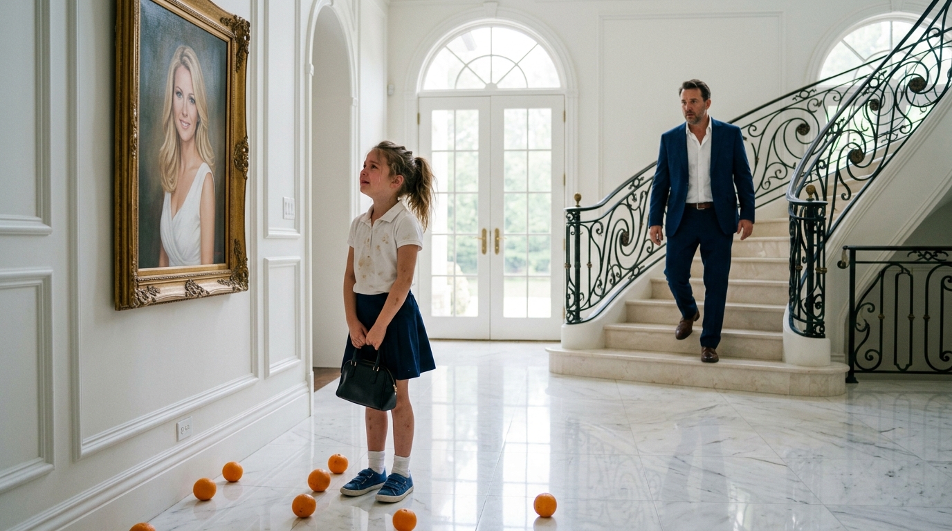 Csak egy kislány voltam, aki narancsot próbált eladni, hogy meg tudjuk venni anyám gyógyszerét — de amikor beléptem egy milliomos kúriájába, és megkérdeztem: „Miért van anyám ezen a képen?”, az egész világom megremegett… Az a nap még mindig élesen él bennem. A nap szinte égette a hátamat, amikor végigmentem azon az utcán, ahol a vaskapuk mögött olyan házak sorakoztak, amelyek túlságosan is fényűzőnek tűntek egy hozzám hasonló gyerek számára. Csak remélni tudtam, hogy valaki elég narancsot vesz tőlem ahhoz, hogy megvehessem anyám számára a szükséges gyógyszert. A lábaimat alig éreztem, annyit gyalogoltam már, a torkom kiszáradt a hosszas kiabálástól, miközben az emberek legtöbbször csak elfordultak és elsétáltak mellettem. Már a sírás határán álltam, amikor elértem az utca legmagasabb kapuját, és szinte ösztönösen nyomtam meg a csengőt. Egy fáradt hang szólalt meg a kaputelefonból, és amikor elmondtam, hogy narancsot árulok, nem zárta rám az ajtót — sőt, kinyitotta a kaput, megvette az összes gyümölcsöt, és beinvitált a házba, hogy ne kelljen tovább a perzselő napon állnom. Azt hittem, csupán egy egyszerű, jószívű gesztus volt — de amint beléptem a márványborítású, hűvös folyosóra, valami furcsa érzés szorított össze belül, olyasmi, amire nem találtam szót. Miközben ő a konyha felé sétált, én kíváncsian odaléptem egy lépcső alatti asztalhoz, ahol egy kép állt keretben. Egy nőről készült, aki boldogan mosolygott, haja szabadon omlott vállára, szemében fény csillogott — egy nő, aki külsőre határozottan másképp festett, mint az anyám odahaza, mégis… nem lehetett más, csak ő. A kezem remegett, a narancsok egyenként gurultak le a földre, mire a ház ura sietve visszatért hozzám, próbálta megérteni, mi történt. Alig tudtam megszólalni, amikor suttogva kiejtettem a kérdést, amely mindent megváltoztatott: „Miért van ez a kép az anyámról a házában?”