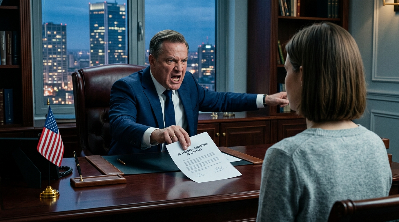 Egy belvárosi irodában tartott éves értékelésem során a főnököm átcsúsztatott egy papírlapot az asztalon, és vigyorogva elmosolyodott: „A fizetésedet a felére csökkentjük. Vagy elfogadod, vagy nem” – én csak felnéztem, feltettem egy kérdést, hogy mikor lép hatályba, bólintottam, és azt mondtam, hogy „tökéletes időzítés”, és még mindig fogalma sem volt, miért a nyugalmam a legveszélyesebb része. Mert vannak pillanatok a munka világában, amikor a veled szemben ülő azt hiszi, hogy most azonnal összetört, miközben fogalma sincs arról, hogy pontosan a saját szavai azok, amelyek mindent kibillentenek a régi tengelyéből.  Aznap reggel úgy léptem be az éves értékelésemre, mint aki már túlságosan is ismeri a hideg üveg tárgyalókat, a félszívű dicséreteket és azt a szándékos csendet, mielőtt valaki kimond egy „üzleti döntést”, mintha annak tökéletesen ésszerűnek kellene hangoznia. Az ablakok alatt a belváros szürke, fémes csendben terült el, taxik suhantak el vékony sárga csíkokban, az asztalon pedig egy csésze kihűlt kávé és egy papírlap volt felém tolva, mintha valami apró formaság lenne. Ott ült, hátradőlve a székében, olyan ember mosolyával, aki azt hiszi, hogy minden hatalom az övé a teremben. Nem dühös. Nem féktelen. Majdnem udvarias volt, de annyira rontott a helyzeten. Nem volt hangos, de elég volt ahhoz, hogy nyolc évnyi munka hideg számmá változzon, ami az asztalon közöttünk ül. Az a fajta szám, ami egy ilyen városban azonnal elárulja, hogy ez már nem „alkalmazkodás”. Ez egy nagyon világos üzenet, hogy azt hiszik, bármit lenyelsz, csak hogy maradhass.