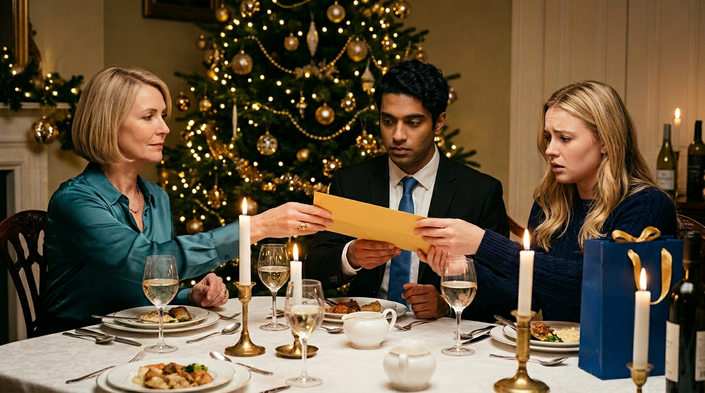 Karácsonykor meghívtam a fiamat és a feleségét vacsorára, abban a hitben, hogy az este talán egy kis melegséget hoz a házba. Megleptem egy BMW-vel, a menyemnek pedig egy dizájner kézitáskát adtam. Aztán a fiam elmosolyodott, és azt mondta: „Anya, a feleségem azt mondta, hogy tanulnod kell egy leckét. Nem fogsz ajándékokat kapni.” A menyem csak ült ott mosolyogva. Lassan nyúltam egy borítékért, és az asztalra tettem. Abban a pillanatban, hogy meglátta, minden megváltozott.  A szenteste a floridai Naples-i otthonomban melegnek és ismerősnek kellett volna, hogy legyen. A fa világított a sarokban, az asztalon jó tányérok álltak, és odakint a csendes zsákutcát fehér fények és a házközösségi postaládák közelében szépen lógó koszorúk világították meg. A nap nagy részét azzal töltöttem, hogy vacsorát készítettem, rendbe tettem a már tiszta szobákat, és azt mondogattam magamnak, hogy talán idén újra családias leszek.  Meghívtam a fiamat, Eddie-t és a feleségét, mert ez az, amit az anyák tesznek. Még akkor is, ha valami nem stimmel, még akkor is, ha a csend egyre hosszabb és a telefonhívások rövidebbek, mi akkora reményt adunk. Még mindig megterítünk. Még mindig azt az ételt készítjük, amit kicsi korukban szerettek. Még mindig hiszünk abban, hogy egy jó este helyrehozhatja azt, ami lassan szétesik.  Mindent beleadtam értük.  Eddie-nek egy akkora meglepetést készítettem, amitől megtorpan. Morennek egy dizájner kézitáskát választottam, amiről tudtam, hogy azonnal felismeri. Azt akartam, hogy az este nagylelkű, békés és emlékezetes legyen. Hinni akartam, hogy az ingyenes szeretetnek még mindig van értelme ebben a házban.  És egy kis ideig majdnem el is hittem. A konyhában sült pulyka, vaj és fahéj illata terjengett. A fa fényei lágyan hullottak a nappali falaira. Minden úgy nézett ki, ahogy a karácsonynak lennie kell, amikor éveket töltöttél azzal, hogy hagyományokkal, türelemmel és több megbocsátással tartsd össze a családodat, mint amennyit bárki valaha is látott.  De legbelül már tudtam, hogy ez a vacsora nem lesz egyszerű. Hónapok óta éreztem, hogy a fiam kicsúszik a kezemből. Az államközi ingázása alatt mindig felhívott, csak hogy érdeklődjön, érdeklődjön az időjárásról, vagy emlékeztessen, hogy hozzak be valamit, mielőtt vihar közeledik. Mostanában minden üzenet sietősnek tűnt. Minden válasz távolságtartónak. Udvariasnak, de hidegnek. És valahogy a felesége mindig úgy tűnt, mintha a közepén lenne. Nem hangosan. Nem feltűnően. Csak annyira, hogy mindennek megváltozzon a hangulata.  Aztán ott volt, ahogy a házamra nézett.  Nem úgy, mint egy meny, aki családi fotókat vagy ünnepi dekorációkat vesz észre. Nem úgy, mint aki értékeli azt a helyet, ahol a férje felnőtt. Gondosan, csendben nézte, mintha méregetne valamit. Mintha értéket látna ott, ahol én emlékeket látok.  Megpróbáltam figyelmen kívül hagyni ezt az érzést. Azt mondogattam magamnak, hogy túl érzékeny vagyok. Azt mondogattam magamnak, hogy a gyász megváltoztatja az embereket, a házasság megváltoztatja az embereket, az élet megváltoztatja az embereket. De mire elérkezett a szenteste, már eleget láttam ahhoz, hogy tudjam, a feszültség abban a szobában már régóta épült.  Mégis, szívesen fogadtam őket.  Eddie kedvenc ételeit szolgáltam fel. Az ajándékokat mégis a fa alá helyeztem, és mosolyogtam, mintha a szívem nem készülne fel még.  Vacsora után átmentünk a nappaliba. Eddie fáradtnak tűnt. Moren tökéletesen kényelmesen, szinte túl kényelmesen, mintha már eldöntötte volna, hogyan fog telikni az este. A fa halkan pislogott. Valahol az utca túlsó végén gyerekek nevetését és egy autó ajtajának csapódását hallottam. Bent a házban hirtelen megnyugodott a levegő.  Először Eddie-nek adtam át az ajándékát.  Aztán Morennek adtam az övét.  És aztán vártam.  Ekkor a fiam rám nézett, mosolygott egy olyan módon, ami egyáltalán nem volt jellemző rá, és azt mondta: „Anya, a feleségem azt mondta, hogy tanulnod kell egy leckét. Nem fogsz ajándékot kapni.”  Moren nem szólt semmit. Csak ült ott azzal a kis, elégedett mosollyal, és úgy nézett rám, mintha egész éjjel arra várt volna, hogy mit fogok csinálni.  De addigra már tudtam, hogy ez az este nem igazán a karácsonyról szólt.  Valami sokkal csúnyább dologról, ami hónapok óta épült. A távolság. A furcsa csend. Ahogy a fiam megváltozott. Ahogy a felesége úgy nézett a házamra, mintha már most is azon gondolkodna, mivé válhat számára.  Szóval nem védtem meg magam. Nem emeltem fel a hangom. És nem adtam meg nekik azt az elégtételt, hogy lássák a fájdalmamat. Egyszerűen csak nyúltam a borítékért, amit jóval aznap este előkészítettem, letettem közénk, és néztem, ahogy mindkettőjük arca megváltozik, mielőtt bármelyikük is kibontotta volna. Ez volt az a pillanat, amikor a karácsonyi vacsora megszűnt családi összejövetel lenni, és valami egészen mássá vált. A teljes verzió az első hozzászólásban található.