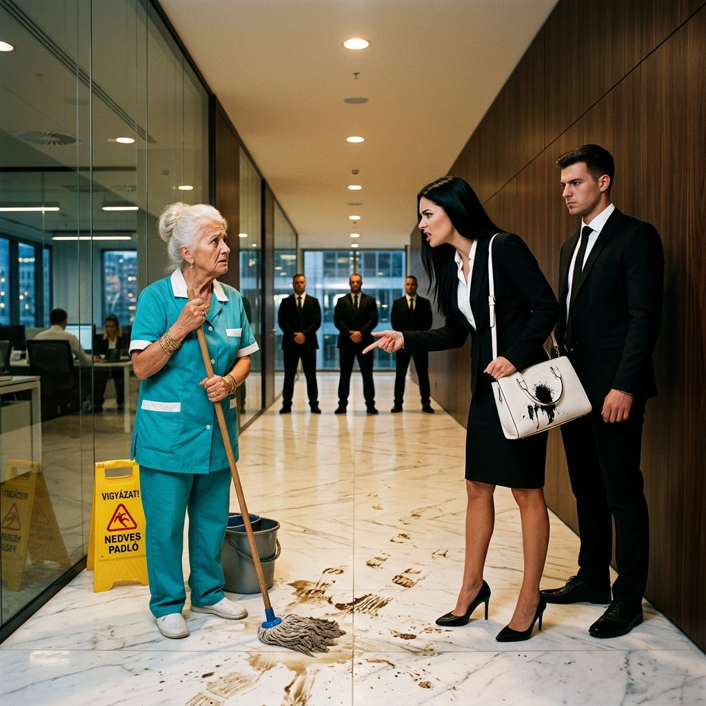 A takarítónőt kirúgták, mert összepiszkított egy luxus kézitáskát… de az alelnök meglátta a karkötőjét, és remegett.  1. RÉSZ: Az a reggel olyan volt, mint bármelyik másik a Polanco irodaházban. A nap alig szűrődött be a magas épületek között, a padló pedig még nedves volt az előző esti esőtől. Ebben az órában az alkalmazottak sietve kezdtek érkezni: némelyik kávéval a kezében, mások menet közben a mobiltelefonjukat nézték, mintha minden sürgős lenne.  De Doña Elena Martínez számára minden nap pontosan ugyanolyan volt.  Ő mindenki előtt megérkezett. Mindig. Pontban hat órakor már bent volt az épületben, és óvatosan tolta a takarítókocsiját, hogy ne adjon ki hangot. Senki sem látta belépni, senki sem kérdezte meg, hogy van. És már nem is bánta. Annyi év után megtanulta, hogyan éljen láthatatlanul.  Doña Elena elmúlt hatvan éves. A haja szinte teljesen fehér volt, a keze pedig mindig fertőtlenítőszer szagú. Az ujjain a bőr száraz és repedezett volt, mintha az idő úgy döntött volna, hogy csak a kezén marad. Ennek ellenére sosem panaszkodott. Újra és újra ugyanazt a foltot törölgette a ronggyal, mintha minden egyes csempe fontos lenne.  Az épület alkalmazottai alig tudták a nevét. Legtöbben egyszerűen csak annyit mondtak: „a takarítónő”. Néhányan barátságosak voltak, és rámosolyogtak, ahogy elhaladtak mellette. Mások rá sem néztek. És voltak olyanok is, akiket bosszantott, amikor a kocsija elállta az útjukat.  De Doña Elena soha nem reagált durván.  Csak bólintott, és tovább dolgozott.  Volt valami, ami időnként mégis megragadta a tekintetet. A jobb csuklóján mindig egy régi ezüst karkötőt viselt. Nem volt szép, és nem is tűnt drágának. Sőt, az idő kissé megkoptatta. Egyszer egy fiatal titkárnő viccesen megkérdezte tőle, hogy van-e értéke a karkötőnek.  Doña Elena csak mosolygott.  „Semmi értéke” – mondta nyugodtan.  De soha nem vette le.  Aznap reggel az épület a szokásosnál is izgatottabb volt. Már kora reggel keringett egy pletyka, amely minden irodában szélként terjedt.  A cég alelnöke személyesen érkezett.  Ez szinte soha nem történt meg. Mindig a központban dolgozott, és csak akkor látogatta meg az irodákat, ha valami fontos dolog történt. Senki sem tudta pontosan, miért jött aznap, de mindenki ideges volt.  Az adminisztratív vezető, Patricia Gómez, úgy járkált fel-alá, mintha a világ vége lenne.  “Ki hagyta ott így azt az asztalt?”  “Kitakarították már a tárgyalót?”  “Az a váza szörnyű, azonnal vedd le!”  Az alkalmazottak úgy tettek, mintha gyorsabban dolgoznának. Néhányan az asztalukat takarították, pedig már tiszták voltak. Mások ok nélkül rendezgették a papírokat. Senki sem akart hibázni éppen azon a napon, amikor az alelnök meg kellett volna jelennie.  Mindezek közepette Doña Elena folytatta a szokásos rutinját.  Lassan tolta a kocsiját a fő folyosón, gondosan felmosva a padlót, hogy fényes legyen. Anélkül, hogy bárkire nézett volna, kizárólag a munkájára koncentrált, mintha az épület zaja nem létezne.  Majdnem reggel tíz óra volt, amikor Patricia kilépett a tárgyalóból, egyik kezében egy nagy csésze kávéval, a másikban a mobiltelefonjával. Gyorsan ment, magában beszélt, üzeneteket olvasott, és nem nézett a padlóra.  Doña Elena csak néhány méterrel előttük volt, éppen befejezte a liftekhez vezető folyosószakasz takarítását.  A padló még mindig kissé nedves volt.  Patricia egy lépést tett egyet a szokásosnál.  És abban a pillanatban minden túl gyorsan történt.  Megcsúszott a lába.  A kávéscsésze megbillent.  És a sötét folyadék kilövellt, közvetlenül a karján cipelt fehér táskára.  A kávé pont a közepére landolt.  Egy nagy folt, amit lehetetlen figyelmen kívül hagyni.  Azonnal csend lett.  Senki sem szólt. Senki sem mozdult.  Doña Elena megdermedt, kezében a felmosóval, és nézte, ahogy a sötét folt lassan szétterjed a táskán.  A legdrágább táska az egész épületben.  Patricia néhány másodpercig szó nélkül bámulta.  Aztán lassan felnézett.  Tekintete Doña Elenára szegeződött.  „Mit tettél?” Patricia hangja a szokásosnál halkabb volt, de sokkal hidegebb.  Doña Elena érezte, hogy hevesen ver a szíve. Megpróbált beszélni, de nem jöttek ki a szavak. Csak a felmosórongy nyelét szorongatta, mintha az segítene neki talpon maradni.  A 2. rész a hozzászólásokban olvasható.