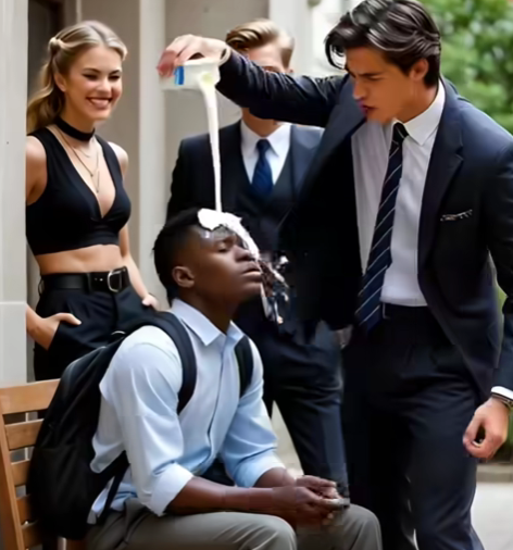 ¡LE ECHARON LECHE ENCIMA POR «NEGRO» Y SE BURLARON DE SU POBREZA SIN SABER QUE SU PADRE ACABABA DE COMPRAR LA UNIVERSIDAD ENTERA!: La Venganza que los Dejó en la Calle