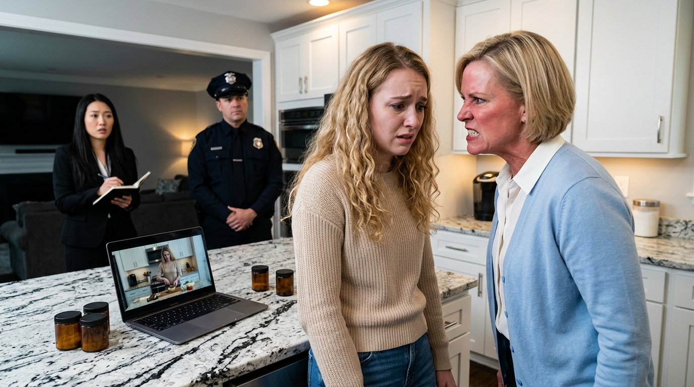 Az anyósom hónapokig nevezett „mocskos szakácsnőnek” – aztán hirtelen ragaszkodott hozzá, hogy minden étkezést ő főzzön. Ahogy a testem egyre gyengébb lett, elrejtettem egy kamerát a konyhában. Amit másnap láttam, meghűlt bennem a vér… és egyenesen a rendőrséget küldtem az ajtónkhoz.”  Azon a napon, amikor megnéztem a konyhai felvételt, rájöttem, hogy az anyósom soha nem próbált megalázni. Megpróbált tönkretenni. Claire Morgan vagyok, huszonkilenc éves, és attól a naptól kezdve, hogy feleségül mentem Ryan Morganhez, az édesanyja, Judith világossá tette, hogy szerinte nem tartozom a családjába. Gondatlannak, puhánynak és „mocskos szakácsnőnek” nevezett, valahányszor beléptem a konyhába. Ha tésztát készítettem, azt mondta, hogy a szósznak rossz szaga van. Ha csirkét sütöttem, azt mondta, hogy megmérgezek valakit a nem megfelelő fűszerezéssel. Ha elpakoltam a bevásárlást a hűtőben, mindent átrendezett a hátam mögött, és azt motyogta, hogy „nincsenek mércém”. Először azt hittem, hogy ez csak egy átlagos anyós kegyetlensége. Az apró fajta. A túlélhető fajta. Aztán, három hónappal a házasság után, Judith megváltozott. Egyik napról a másikra. Abbahagyta a sértegetést a főztöm miatt, és színlelt kedvességgel bejelentette, hogy „segít a háztartáson” azzal, hogy mindenkinek főzni fog. A férjem izgatott volt. Ideiglenesen a szülei nagy házának földszinti lakosztályában laktunk, miközben spóroltunk a saját lakásunkra, és Ryan Judith hirtelen nagylelkűségét annak a jeleként tekintette, hogy a dolgok végre javulnak. Én is hinni akartam ebben. Ehelyett elkezdtem rosszul lenni. Nem drámaian. Nem egyszerre. Először vacsora után hányingerem volt. Aztán reggelente szédülés. Aztán olyan éles gyomorfájás, hogy le kellett ülnöm a fürdőszoba padlójára, és azon keresztül kellett lélegeznem. A bőröm fakónak tűnt. A kezem jobban remegett a szokásosnál. Fogytam, annak ellenére, hogy Judith továbbra is nehéz ételeket készített, és ragaszkodott hozzá, hogy „egyen rendesen”. Ryan folyton azt mondta, talán stresszes vagyok.  Judith azt mondta, gyenge az alkatom.  Az orvosom vérvizsgálatot csináltatott, megkérdezte az étrendemet, és azt mondta, hogy mindent gondosan figyeljek. Először semmi nyilvánvaló nem jött vissza, de ő sem volt elégedett. Megkérdezte, hogy változott-e valami a környezetemben mostanában.  Igen. Judith elkezdett főzni.  Ez a gondolat tovább maradt bennem, mint szerettem volna.  Mert azzal vádolni valakit, hogy megbetegít, paranoiásnak hangzik, egészen addig, amíg el nem kezdesz mintákat észrevenni. A tüneteim rosszabbodtak a vacsorák után, amikor ő maga tálalta ki az ételt. Jobban voltak azokon a napokon, amikor kihagytam az étkezéseket, vagy étteremben ebédeltem. Még rosszabbak voltak a levesek, szószok és tea után, ragaszkodott hozzá, hogy igyam, mert az „megnyugtatja a gyomrom”. Így hát olyasmit tettem, amiről soha nem gondoltam volna, hogy otthon szükségem lesz rá.  Rejtett kamerát szereltem fel a konyhában. Kicsi, csendes, a konyhapultra és a fűszeres polcra irányítva.  Másnap mindenkinek elmondtam, hogy korán van egy ügyféltalálkozóm, és reggel fél nyolckor elhagytam a házat. Ehelyett két utcával arrébb parkoltam, megvártam, amíg Judithnak ebédet kellett volna főznie, és megnéztem az élő közvetítést a telefonomon. Először semmi szokatlan nem tűnt.  Aztán Judith megjelent a képben egy kis, címkézetlen barna üveggel a kezében. A pulzusom felgyorsult. Körülnézett egyszer, lecsavarta a kupakot, és néhány cseppet öntött a leveses bögrébe, amiről azt mondta, hogy „különösen az egészségem érdekében” van benne. Az egész testem kihűlt. Egy pillanatra elállt a lélegzetem. Aztán elmosolyodott magában és megmozdult. Nem vártam magyarázatra. Nem vártam Ryanre. Nem vártam, hogy többet gyűjtsek. A kocsimból hívtam a rendőrséget, miközben a videó még mindig a kezemben ment. Mert bármit is tett Judith az ételbe, pontosan tudta, mit csinál. És amikor a rendőrök megérkeztek és megkérdezték, mi van az üvegben, gyorsabban megkapták a választ, mint bármelyikünk várta volna. Mert mielőtt Judith elrejthette volna, az egyikük elolvasta a címkét, amit félig lehúzott. Nem gyógyszer volt. Ipari növényvédő szer volt.