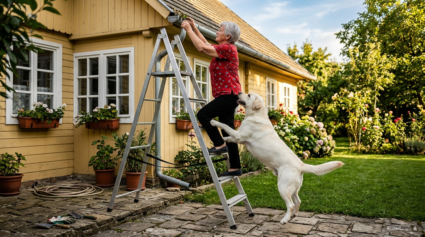 Épp felmásztam a létrára, hogy levágjam egy fa száraz ágait, de a kutyám hirtelen kitartóan ugatni kezdett, és a nadrágomat húzogatni: először azt hittem, hogy csak megőrült, vagy csak játszik, és véletlenül lelök a létráról 😱😢 Megpróbáltam félrelökni, és dühös lettem, de néhány másodperc múlva valami teljesen váratlan dolog történt 😨 Már félúton jártam a létrán, és a metszőollóval a ház közelében lévő öreg almafa száraz ágai felé nyúltam. A reggel már a legelejétől fogva furcsa volt. Az eget nehéz szürke felhők borították, a levegő mozdulatlan és nyirkos volt, mint egy heves esőzés előtt. Éreztem, hogy változik az időjárás, de mégis úgy döntöttem, befejezem a munkát, mert ezek a száraz ágak már régóta esedékesek voltak a tisztításra.  Reggel felállítottam a létrát, óvatosan a törzshöz támasztottam, és ellenőriztem, hogy stabil-e. Felmásztam néhány lépcsőfokot, és már éppen le akartam vágni az első ágat, amikor hirtelen éreztem, hogy valaki a nadrágom hátuljánál húzza.  Megfordultam, és egy pillanatra összezavarodtam. A kutyám megpróbált utánam mászni a lépcsőn. Mancsai csúszkáltak a fémlépcsőkön, karmai a fémet súrolták, szemei ​​tágra nyíltak, és engem bámultak.  „Hé, mit csinálsz?” – kérdeztem ideges mosollyal. „Gyere le onnan!” Integettem a kezemmel, remélve, hogy elmozdul, de a kutya nem mozdult. Ellenkezőleg, feljebb mászott, mellső mancsait a lépcsőre tette, és hirtelen a fogaival megragadta a nadrágomat. Húzni kezdett. Erősen. Megijedtem, és majdnem elvesztettem az egyensúlyomat.  „Megőrültél? Hagyd abba!” – mondtam dühösen. De ne engedj el. A kutya lehúzott, mancsaira támaszkodva, és tovább ugatott, mintha mindenáron meg akarna állítani. Először dühös voltam, de néhány másodperc múlva rájöttem, hogy ez nem játék. Soha nem viselkedett így ezelőtt. Valami más volt a szemében. Mintha mondani akarna nekem valamit. Megpróbáltam feljebb mászni, de a kutya azonnal olyan erősen megrántotta a nadrágomat, hogy önkéntelenül is mindkét kezemmel a létrába kapaszkodtam.  Mélyet sóhajtottam, és elkezdtem leereszkedni.  „Rendben, elég volt” – motyogtam. „Ha nem nyugszol meg, bezárlak.” A kutya lehajtotta a fejét, mintha bűntudata lenne, de én mégis bevittem a karámba, és becsuktam az ajtót. Úgy tűnt, most már békében befejezhetem a munkát.  De pontosan abban a pillanatban történt valami, ami megrémített, és hirtelen megértettem, miért viselkedett olyan furcsán a kutyám 😱😲